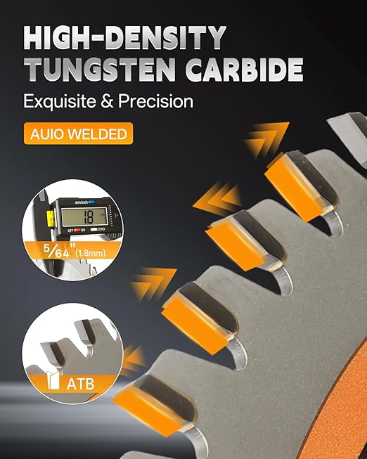 COMOWARE 6 1/2“ Circular Saw Blade, 60T ATB Circular Saw Blade, 5/8" Arbor, TCT Carbide-Tipped, Anti-Vibration, Teflon Anti-Stick, Miter Saws Blades for Wood, Laminate, Plywood & Hardwoods