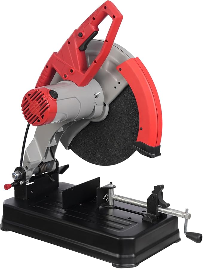 14in Blade Cutting Machine All-aluminum Cut Off Saw 0-45째Adjustable Cutting Saw, 2800W 3900RPM Chop Saw for Cutting Metal Wood Steel Iron Pvc Plastic Aluminum