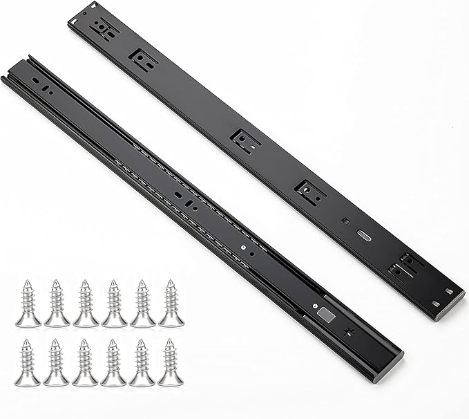 Ravinte 22 Inch Soft Close Drawer Slides 1 Pairs 2 Pack Black Full Extension Ball Bearing Drawer Glide Side Mount