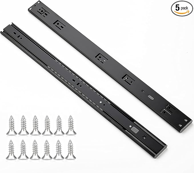 Ravinte 22 Inch Soft Close Drawer Slides 5 Pairs 10 Pack Black Full Extension Ball Bearing Drawer Glide Side Mount