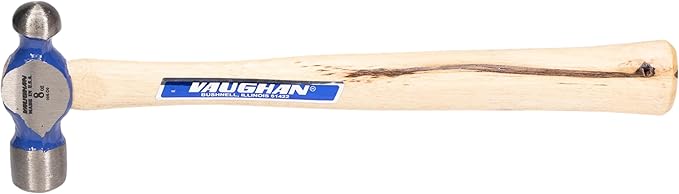 VAUGHAN Ball Pein Hammer, 8 oz, Hickory handle, American high carbon steel, TC308, VN15330