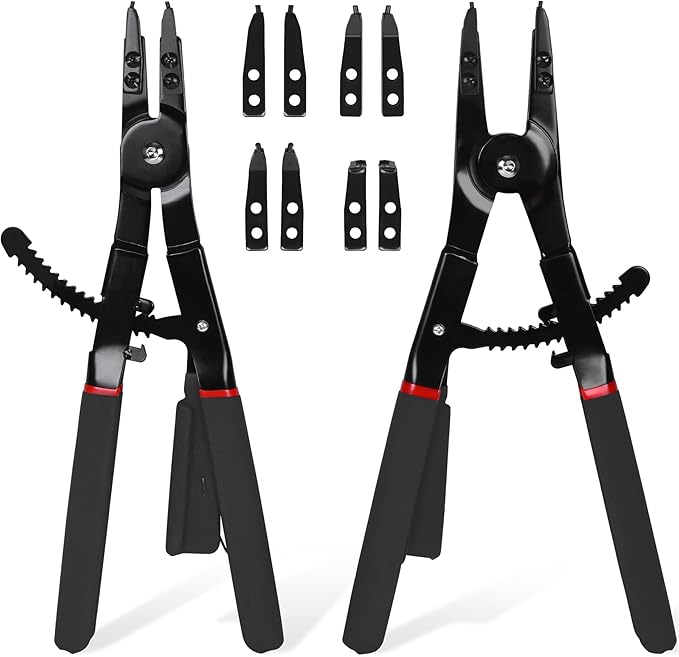 Snap Ring Pliers Set Heavy Duty - 2 PCS Large Heavy Duty Snap Ring Circlip Pliers 竊?6" Internal External Circlip Pliers Set with 45째 90째 Tips