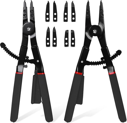 Snap Ring Pliers Set Heavy Duty - 2 PCS Large Heavy Duty Snap Ring Circlip Pliers 竊?6" Internal External Circlip Pliers Set with 45째 90째 Tips