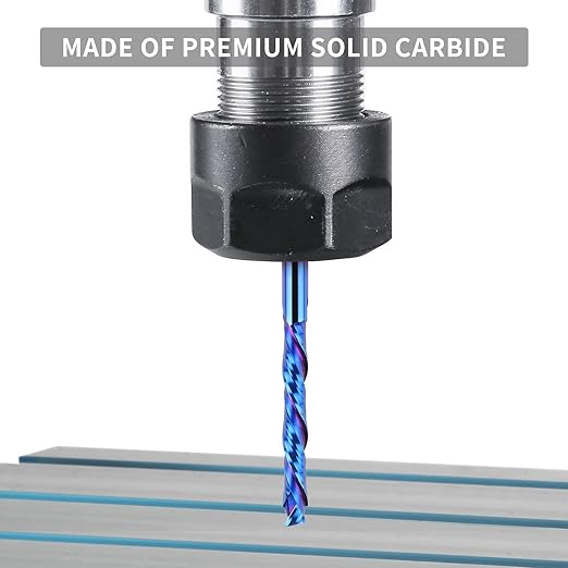 Extra Long Compression Spiral Router Bit with 1/4 Inch Shank 2 Inch Cutting Length 4 Inch OVL, Solid Carbide Up/Down Cut CNC Bit, Ideal for Wood Cutting, Slotting, Engraving, Carving