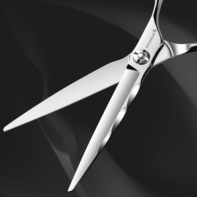 AOLANDUO 6" Professional Hair Shears ??Japanese VG10 Steel, Convex Edge with CNC-Wave Blade Design | Upgraded from Aichi 440C | Ergonomic Offset Handle for Barbers & Stylists