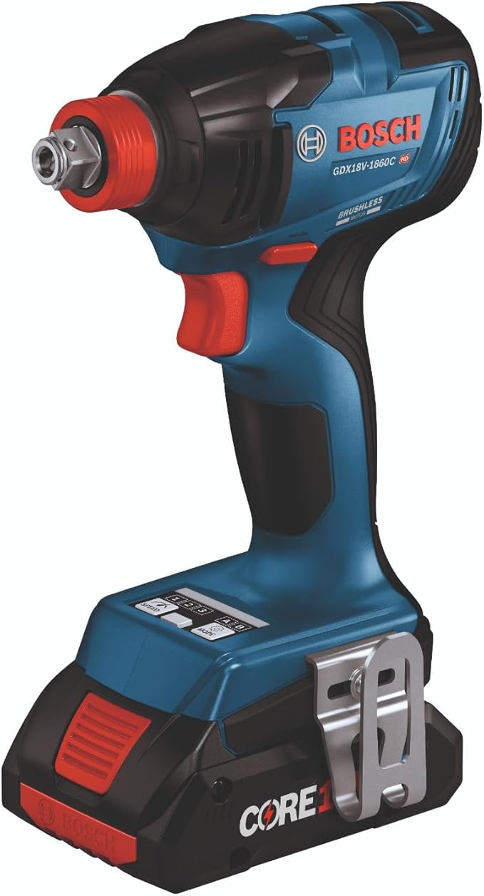BOSCH GXL18V-260B26 18V 2-Tool Combo Kit with 1/2 In. Hammer Drill/Driver, 1/4 In. and 1/2 In. Two-In-One Bit/Socket Impact Driver, (1) CORE18V 8 Ah Battery and (1) CORE18V 4 Ah Battery
