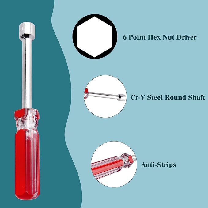 Utoolmart 11mm Nut Driver, 6-Point Hex Nut Socket Driver Non-Magnetic Tip, High-Torque Nut Driver for Added Torque