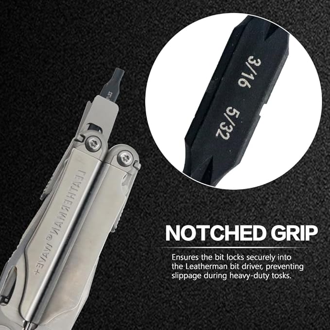 Security Bit Kit Set with Clutch Screwdrivers #3/16?쓆nd 5/32" Bit for Leatherman, Replacement Double-Ended Flat Screwdriver Bits for Leatherman Multi-Tool Accessories,S2 Steel (2Pack)