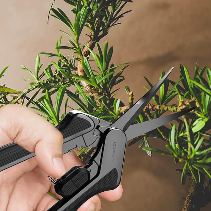AC Infinity 6.6??Stainless Steel Curved Pruning Shear 2-Pack, Lightweight Ergonomic Design, Curved Precision Blades with Nonstick Teflon Coating for Gardening, Hydroponics, Grow Tents
