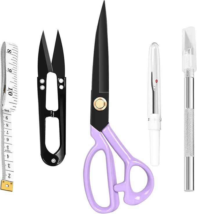 Professional Tailor Scissors Heavy Duty - Multi-Purpose Sewing Fabric Scissors for Leather Cutting Industrial Sharp Shears Home Office Arts, and Crafts (10 Inch) Purple