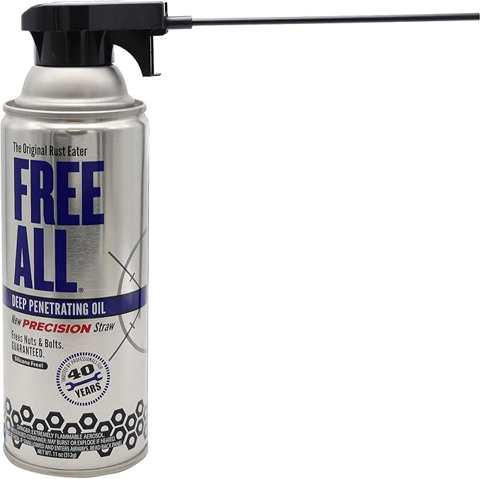 Free All Rust Eater Deep Penetrating Oil,11oz Precision Straw, Loosens Rusted Bolts, Nuts, Pipe Connections & Locks, Industrial-Grade Rust Remover, Silicone-Free Formula, Safe on Paint & Plastics