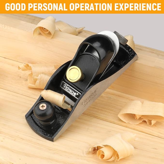 Hoteche 7-Inch Block Plane - Fully Adjustable 1-5/8-Inch Alloy Steel Blade, Fine Finished Bottom, and Sides, Precision Casting for Smooth Surfaces