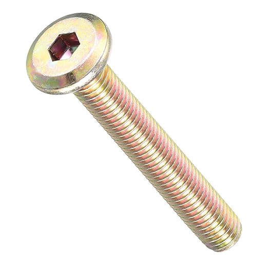 METALLIXITY Flat Head Hex Socket Cap Screws Bolts(M8-1.25x55) 10Pcs, Steel Hex Socket Furniture Bolts Screws - for Furniture Woodworking Project, Yellow