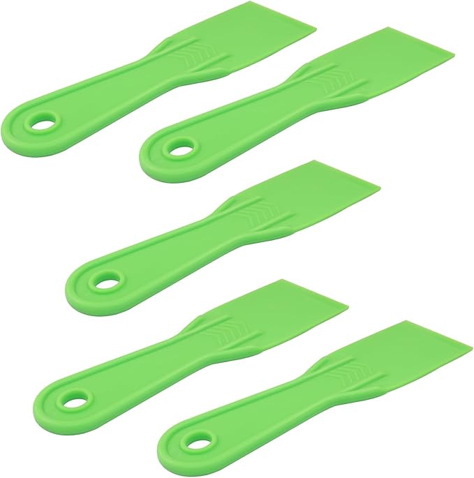 2 Inch Plastic Putty Knife Scraper, 5Pcs Flexible Spackle Knife for Spackling, Air Bubble Remover, Sticker Installation, Used for Repairing Walls, Pasting Plaster, Scraping Putty (Green)
