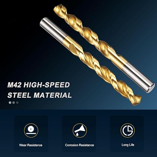 PATIKIL 13mm Drill Bit, M42 8% Cobalt High-Speed Steel Jobber Straight Shank 135° Titanium Nitride (TiN) Coated for Hard Metal Stainless Steel - 2 Pack