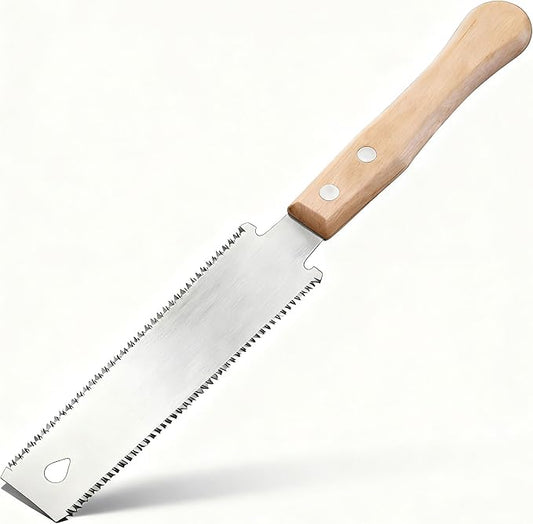 Japanese Hand Saw Double Edge Pull saw 6 Inch Ryoba Blade 14/17 TPI, Beech Handle Woodworking Tool SK5 Flexible Blade Flush Cut Saw for Wood Cutting