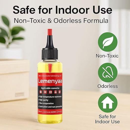 Door Hinge Lubricant ??2 OZ Silicone Oil with Built-in Nozzle Storage ??Non-Spray, No-Drip Formula for Squeaky Hinges, Locks, Garage Doors, Sliding Tracks & More ??Odorless & Rust-Resistant