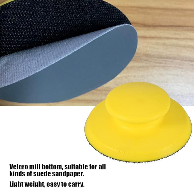 YWBL-WH 5 Inch Hand Sanding Blocks Round Foam Sanding Pad Block Backing Plate for Sanders or Polishers, Sandpaper