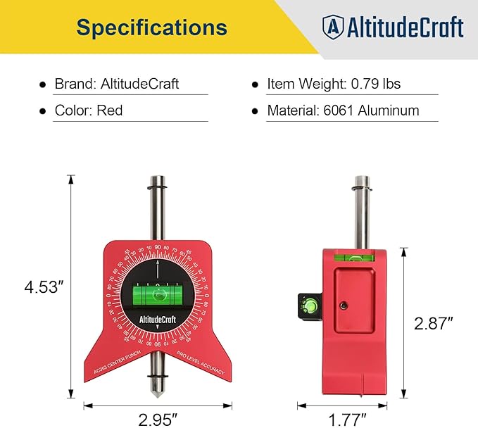 Magnetic Pipe Center Finder Punch Tool, 1??0 Inch Pipe Fitter Layout Tool with Bubble Levels & 360째 Angle Dial for Accurate Pipe Marking