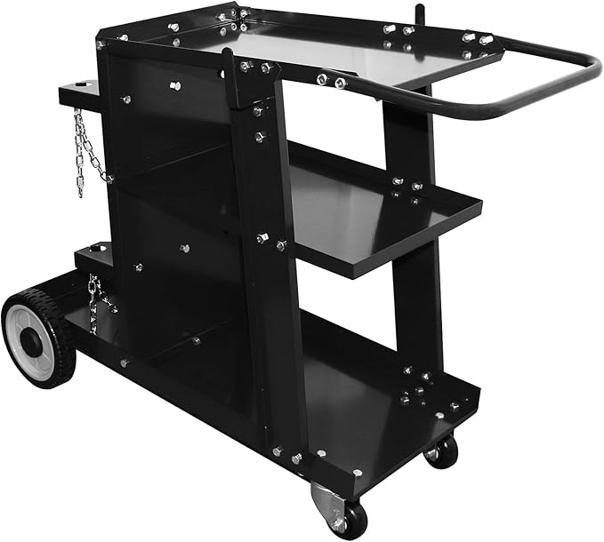 Weldpro Welding Cart for MIG Welder TIG Welder and Plasma Cutter, 3-Tier Heavy Duty welder Cart with 400Lbs Static Weight Capacity, 360째 Rolling Welding Trolley with Swivel Wheels