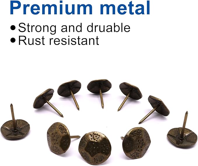 YuGtcen 40pcs Upholstery Tacks, Decorative Nails Thumb Tacks Metal Upholstery Nails for Wood Pins Vintage Furniture Tack (20x23mm, Turtle Shape Bronze)