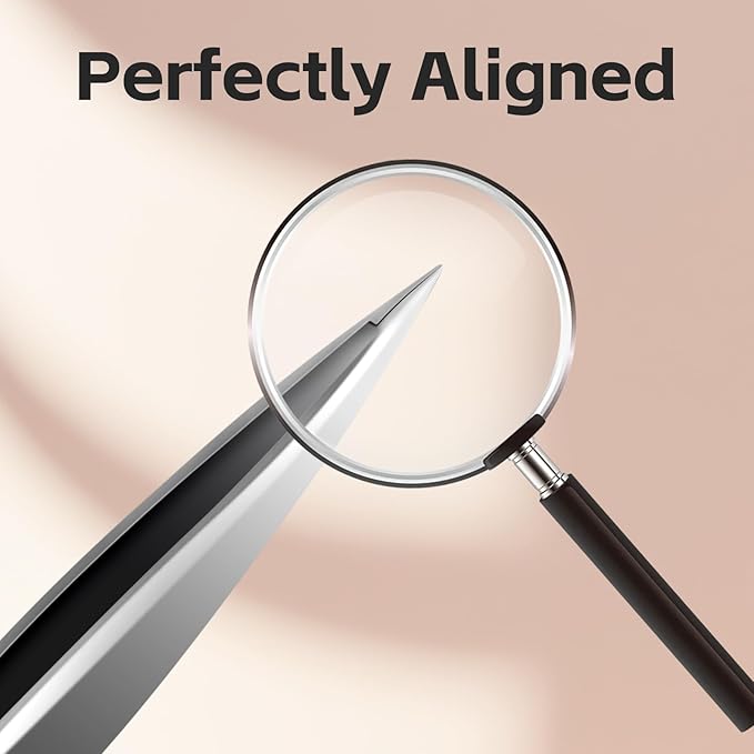 Pointed Tweezers for Women Facial Hair, High Precision Eyebrow Tweezers for Eyebrows, Ingrown Hair, Splinters, No Gaps and Perfectly Aligned