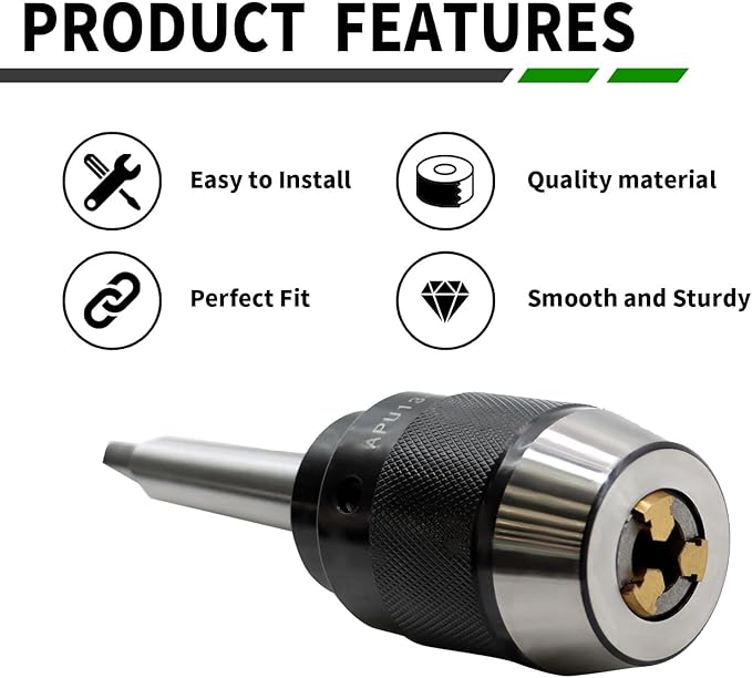 1/64"-1/2" Heavy Duty MT2 Shank Lathe Keyless Drill Chuck Special Titanium Jaws