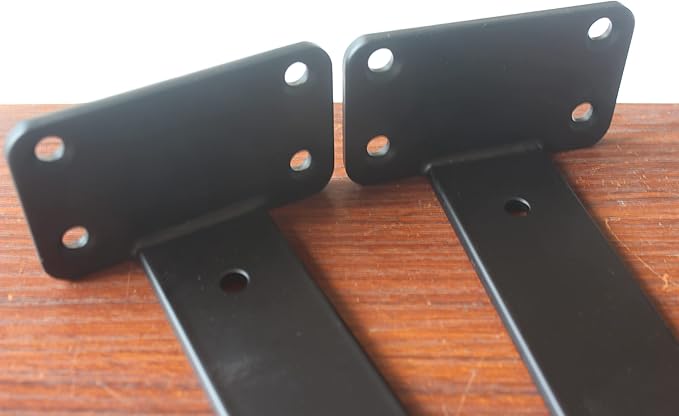 6 Pack - 14 inch Black Hidden L Shelf Bracket (1/5 Inch Thicked) Iron Floating Shelf Brackets Rustic Industrial Metal Brackets for Shelf Support