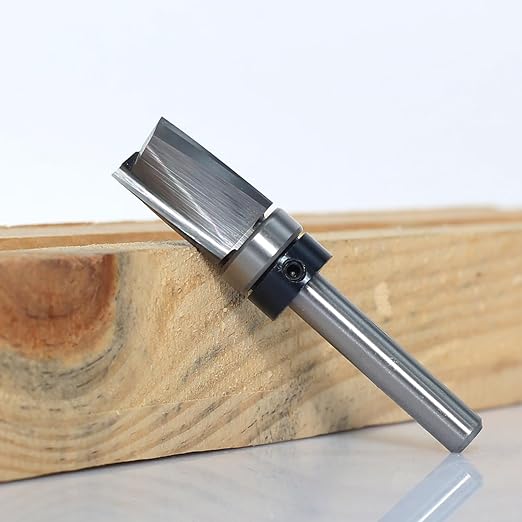 Spiral Flush Trim Router Bit 1/4 Shank, Carbide Head 3-Flute, 1/2" Diameter, 3/4" Cutting Length, Pattern Template Flush Trim Router Bit, for Grooves, Bottom Cleaning, Wood Trimming