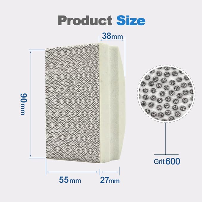 HIGHDRIL Diamond Hand Polishing Pad - 2pcs Grit 600 Diamond Electroplated Hand Sanding Pads Polishing Blocks for Granite, Marble, Glass, Concrete