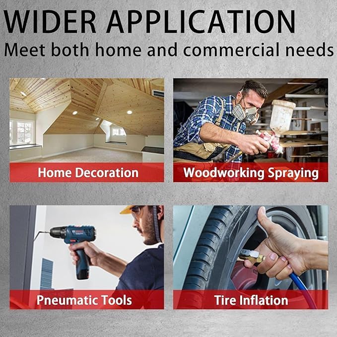MZB 2.4 Gallon Ultra Quiet Air Compressor 1.0HP 110V/60Hz 5.65CFM, MAX 115PSI Steel Tanks Oil-Free 68dB Noise Level Air Compressor for Spray Painting, Auto Repair, Carpentry Decoration
