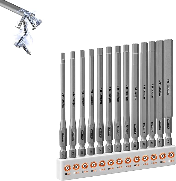 13Pieces Fixedge Screwdriver bit set,4 inches Hex Magnetic Alloy Steel Insert Power Bits Tips with Storage Organizer for Home Repair