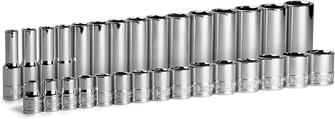 Capri Tools 3/8 in. Drive Shallow and Deep Chrome Socket Set, 6-Point, 8 to 22 mm, 30-Piece