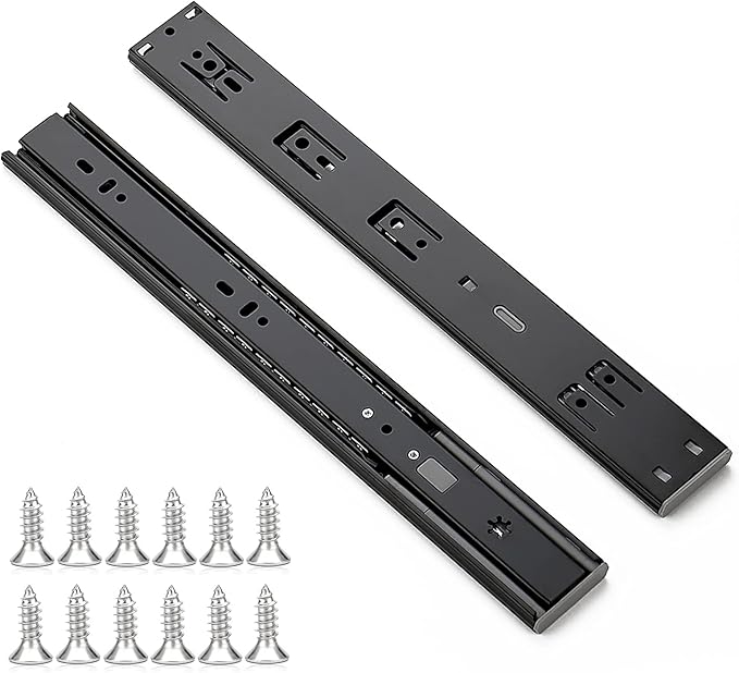 Ravinte 14 Inch Soft Close Drawer Slides 1 Pairs 2 Pack Black Full Extension Ball Bearing Drawer Glide Side Mount