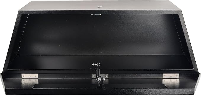 35 Inch Steel Tongue Tool Box with Lock and 2 Keys, Underbody Storage Truck Bed Organizer Toolbox for Trailer Pickup RV, Job Tool Chest, 35 X 12 X 11.8 Inch, Black