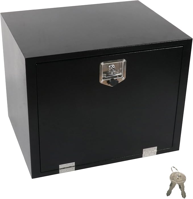 30 Inch Steel Underbody Tool Boxes, Heavy Duty Underbody Toolbox for Truck with Latch, Black (30''*24''*24'')