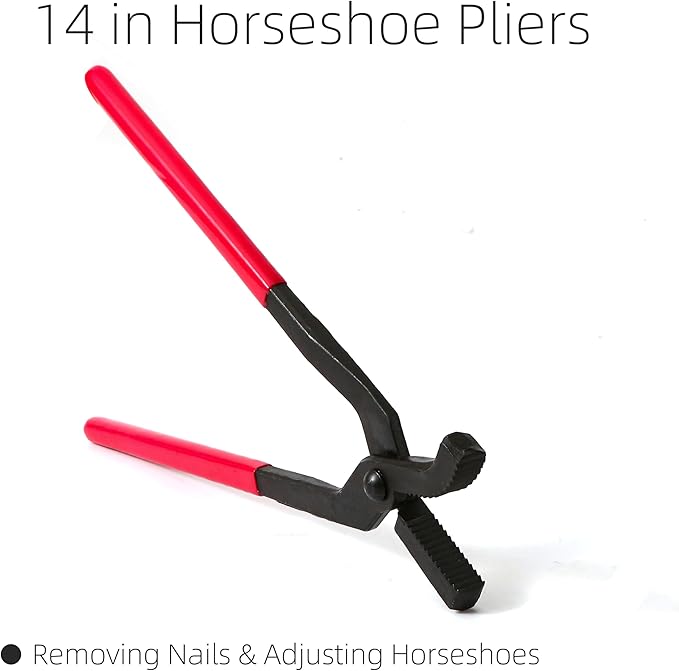 9PCS Farrier Tools Kit for Horses ??Hoof Trimming Set with Hoof Stand, Hoof Nipper, Hoof Pick, Hoof Knife, Rasp File, Clinch Cutter, Horseshoe Pliers & Sharpener for Farriers Horse Owners