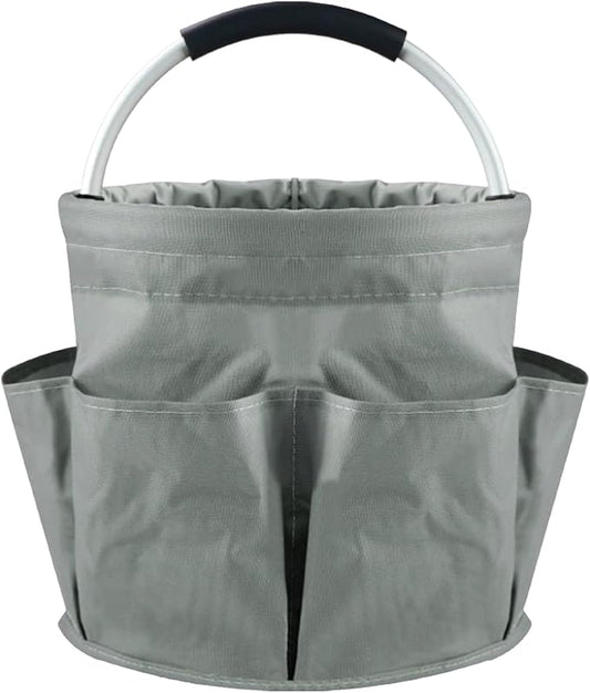 Garden Tool Bag with Pockets, 17L Large Waterproof Oxford Gardening Tote, Non-Slip Rubber Grip Handles, Durable Organizer for Garden Supplies (Gray)