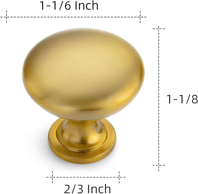 Ravinte 30 Pack Cabinet Hardware - Brushed Brass Zinc Knobs and Drawer Pulls For Cabinets, Dressers, and Drawers