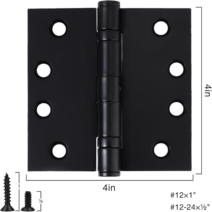 2 Pack Black 4 Inch Heavy Duty Commercial Ball Bearing Door Hinges