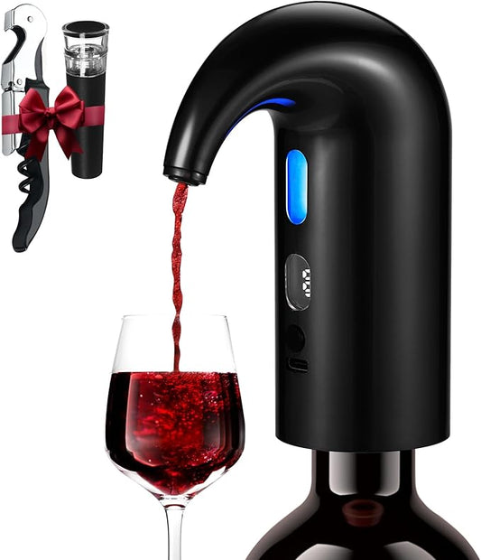 Electric Wine Aerator, Decanter & Dispenser ??USB Rechargeable, Gift for Christmas, Housewarming, Birthday, Wedding, Anniversary, and Retirement, Ideal for Wine Lovers, Men and Women