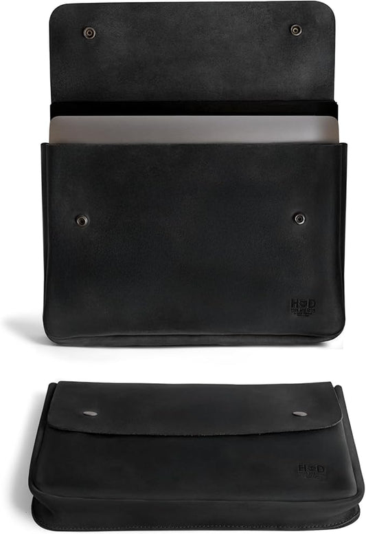 Hide & Drink, Vintage Folder Document Holder, File Case, A5 Binder, Envelope Portfolio, Full Grain Leather, Handmade, Charcoal Black