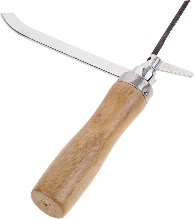 1set Portable Hand Saw Wooden Handle Coping Saw for Woodworking Includes Replacement Blades for Projects and Outdoor Use