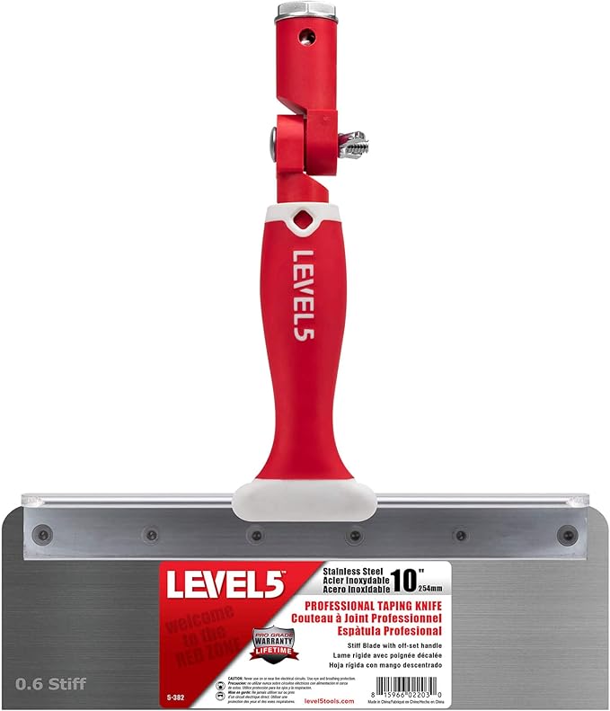 LEVEL5 10" Offset Knife, 0.6mm STIFF Stainless Steel Blade | Soft-Grip Handle | 5-382