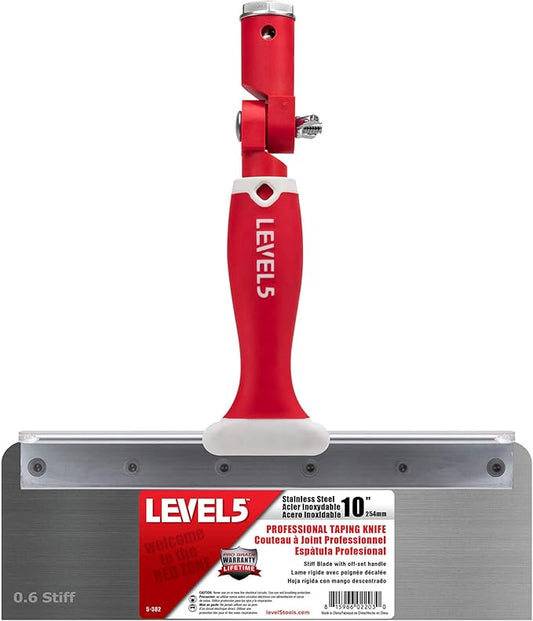 LEVEL5 10" Offset Knife, 0.6mm STIFF Stainless Steel Blade | Soft-Grip Handle | 5-382
