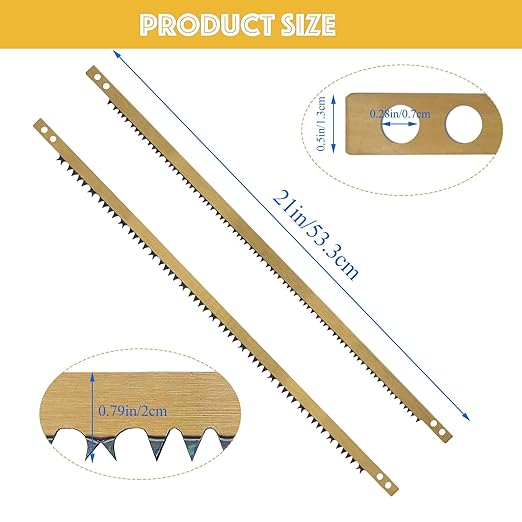 20 Pack 21 Inch Bow Saw Blade Replacement,Fits Any 21” Bow Saw for Tree Cutting,Two Tooth Types for Dry and Wet Wood,Super-Hard Alloy Steel
