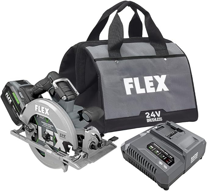 FLEX 24V Brushless Cordless 7-1/4-Inch Circular Saw Kit with 10.0Ah Stacked Lithium Battery and 280W Rapid Charger - FX2141-1J