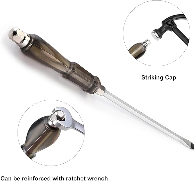 Utoolmart Slotted Impact Screwdriver 4 Inch Keystone Demolition Driver Magnetic Nut Driver for Added High-Torque, Tight Spaces, Precise Tightening Bolts and Nuts 1Pcs
