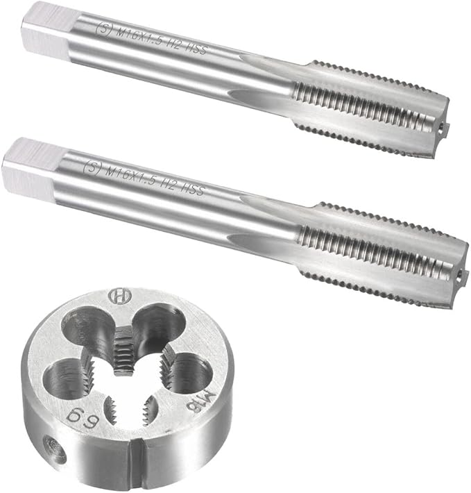 Mactoom 16mm x 1.5 HSS Metric Tap and Die Set Right Hand Thread,Tapping DIY Tool 3pcs (M16 x 1.5mm)
