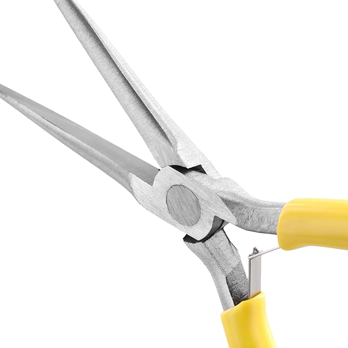 12 PCS 6 Inch Needle Nose Pliers, Long Needle Nose Pliers, Yellow Handle Tapered Needle Nose Plier for Handmade Craft, Jewelry Making